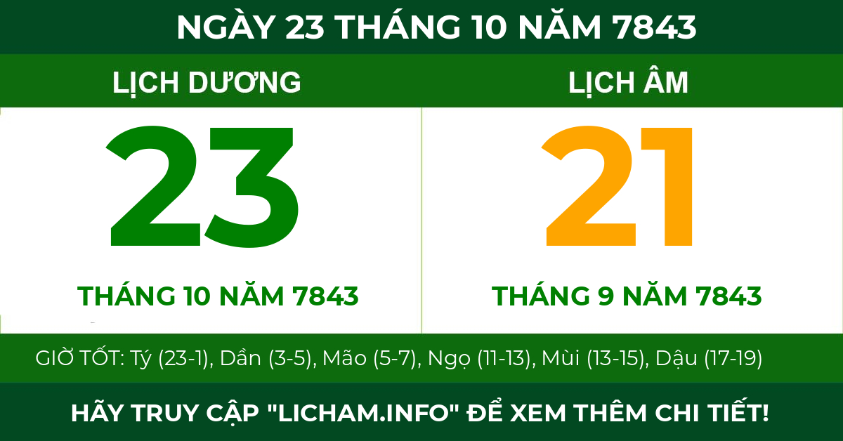 lịch âm ngày 23 tháng 10 năm 7843