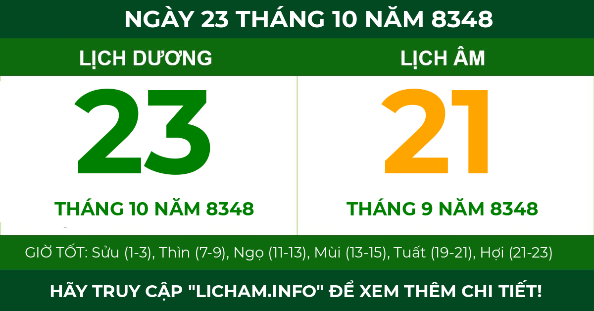lịch âm ngày 23 tháng 10 năm 8348