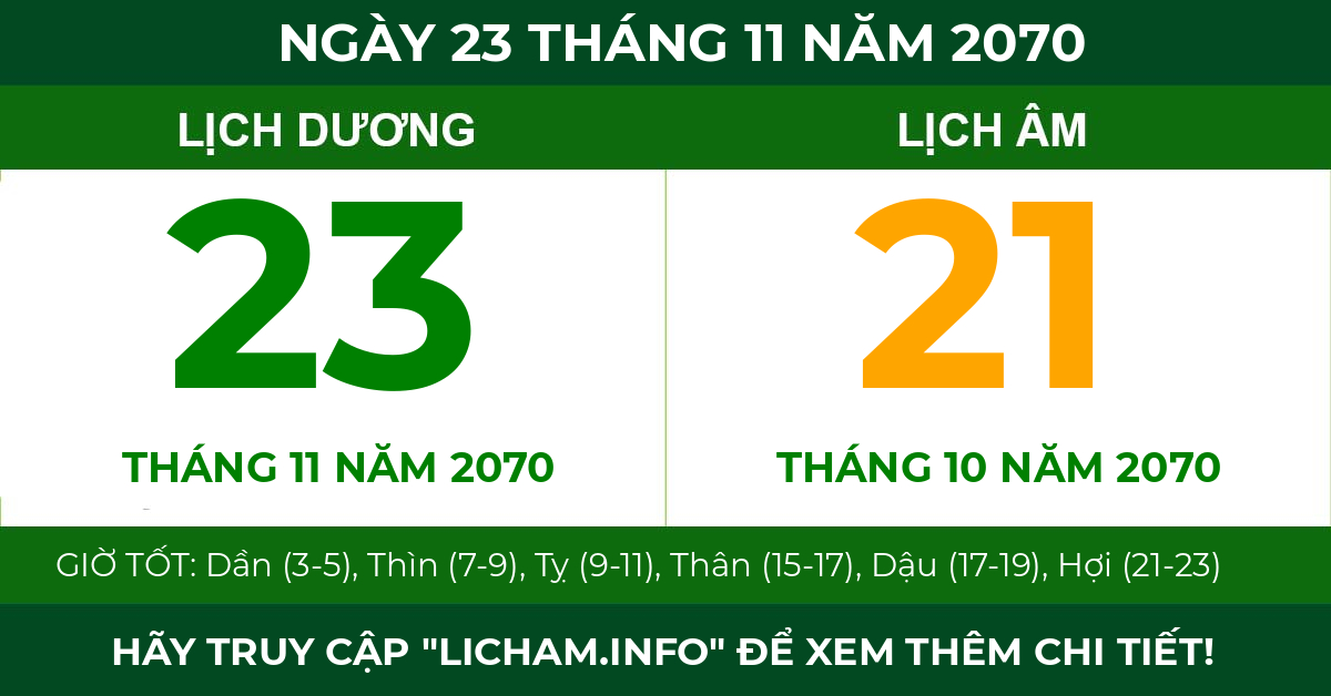 lịch âm ngày 23 tháng 11 năm 2070