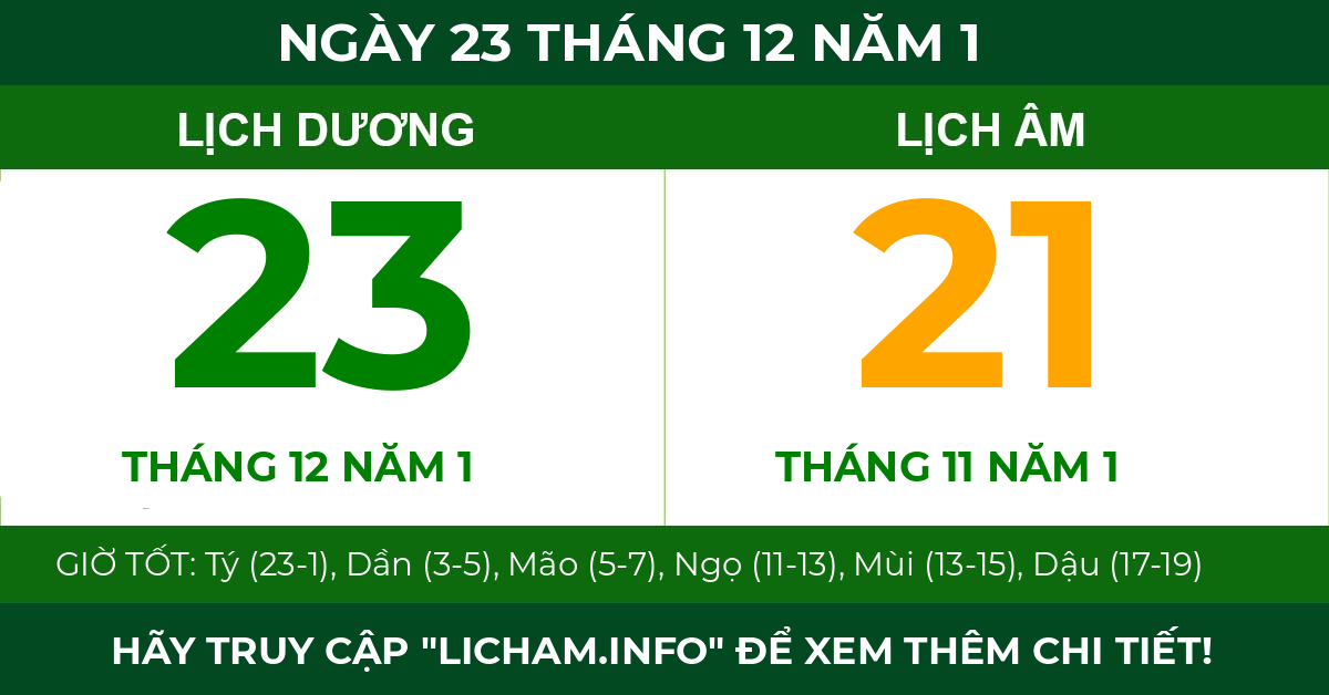 lịch âm ngày 23 tháng 12 năm 1