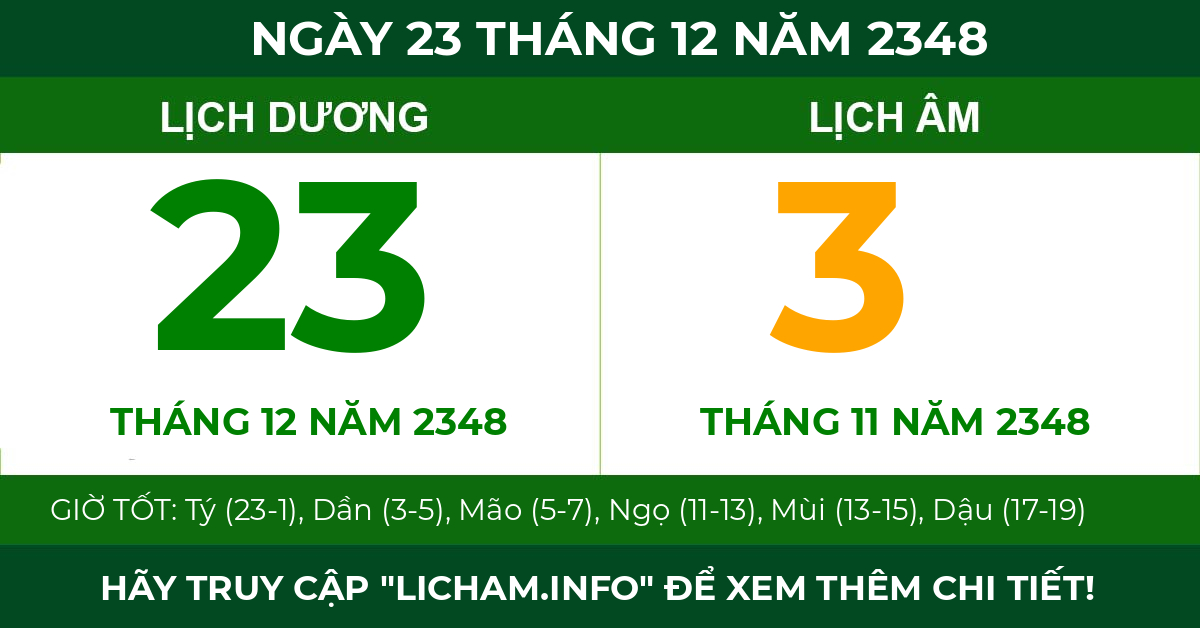 lịch âm ngày 23 tháng 12 năm 2348