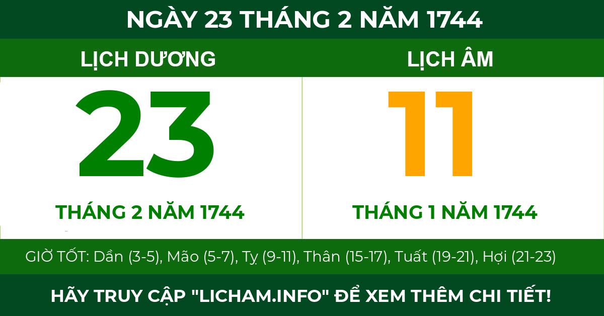 lịch âm ngày 23 tháng 2 năm 1744