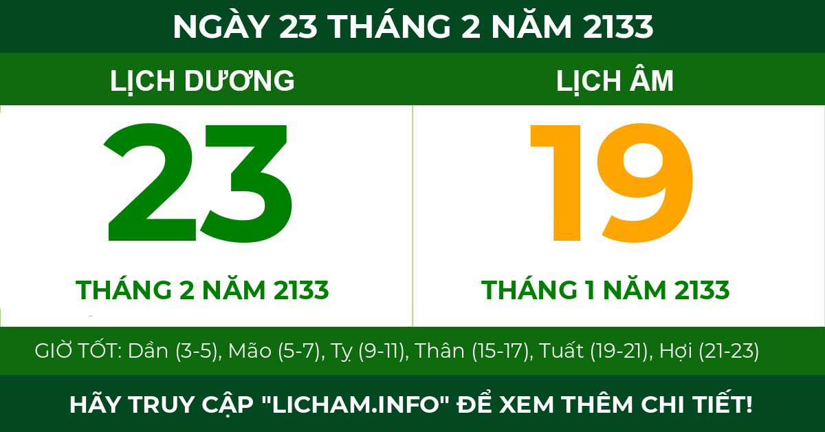 lịch âm ngày 23 tháng 2 năm 2133