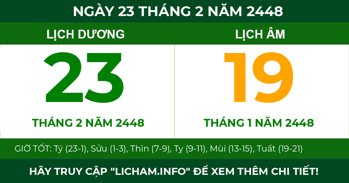 lịch âm ngày 23 tháng 2 năm 2448