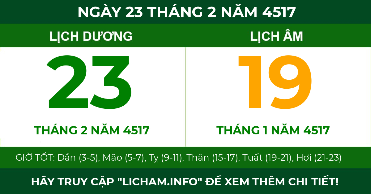 lịch âm ngày 23 tháng 2 năm 4517