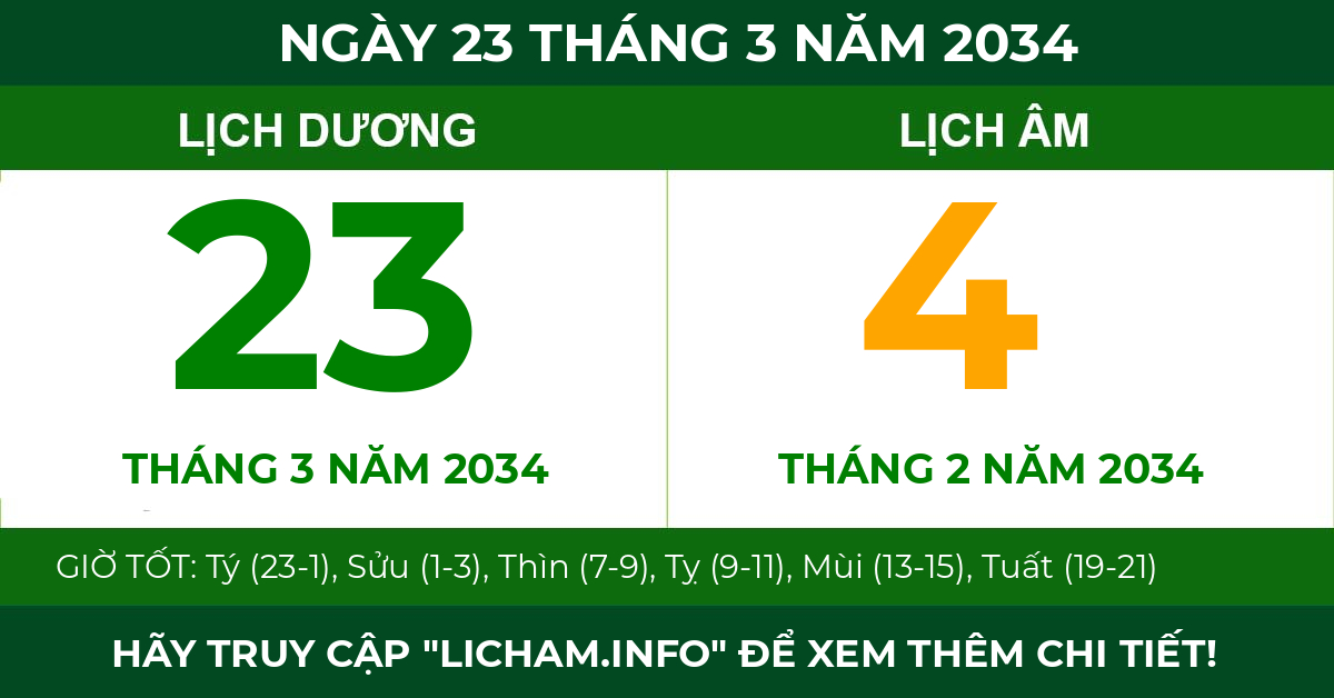 lịch âm ngày 23 tháng 3 năm 2034