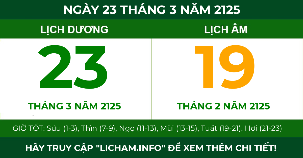 lịch âm ngày 23 tháng 3 năm 2125