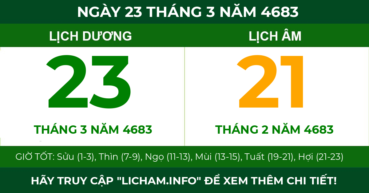 lịch âm ngày 23 tháng 3 năm 4683