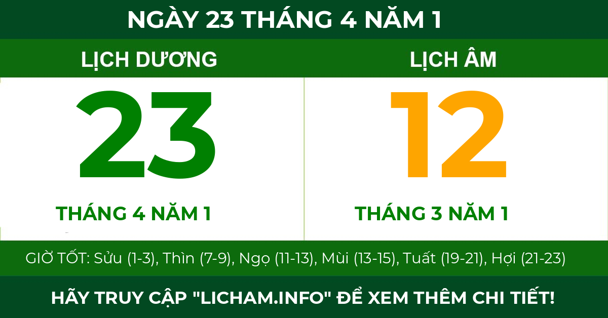 lịch âm ngày 23 tháng 4 năm 1