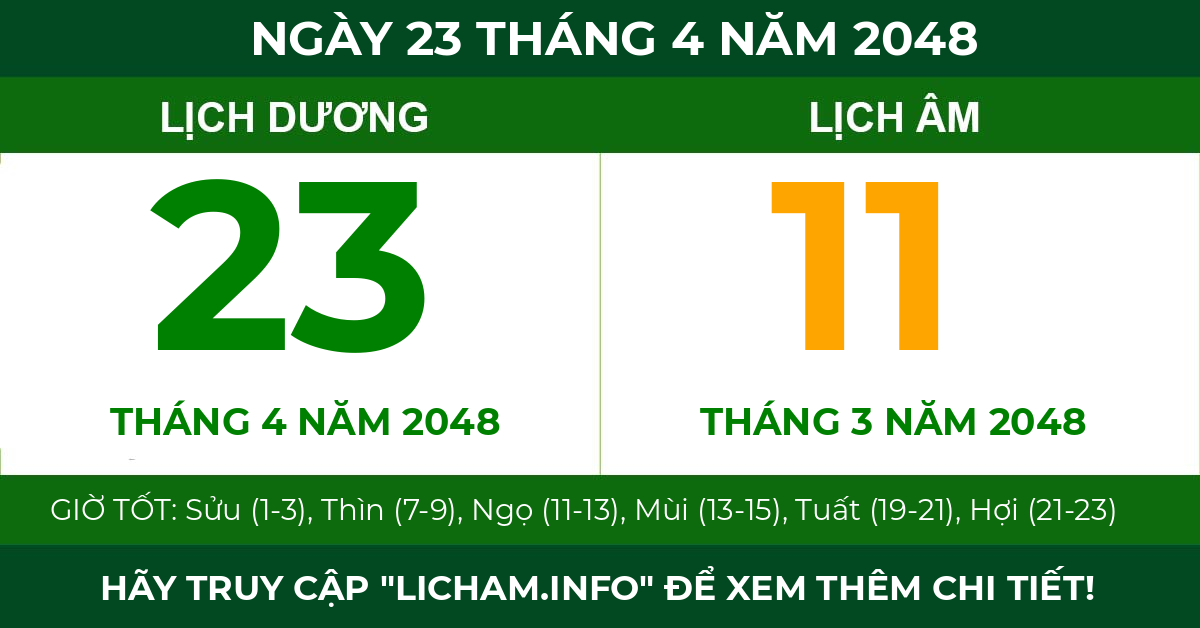 lịch âm ngày 23 tháng 4 năm 2048