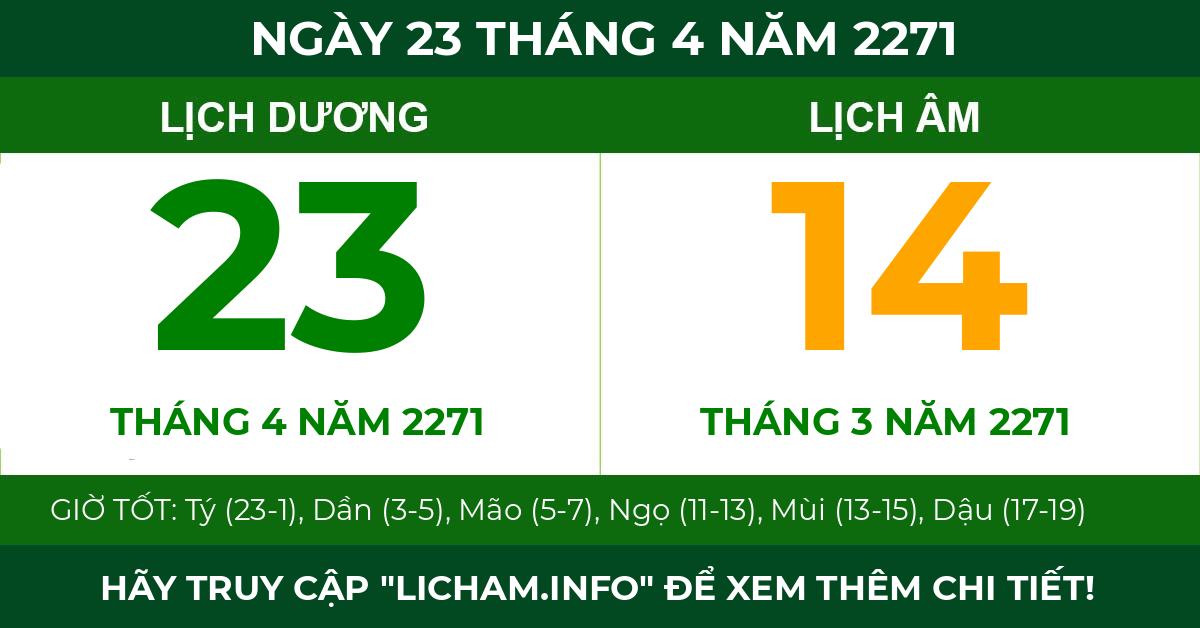 lịch âm ngày 23 tháng 4 năm 2271
