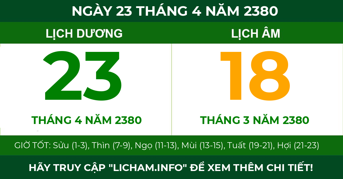 lịch âm ngày 23 tháng 4 năm 2380