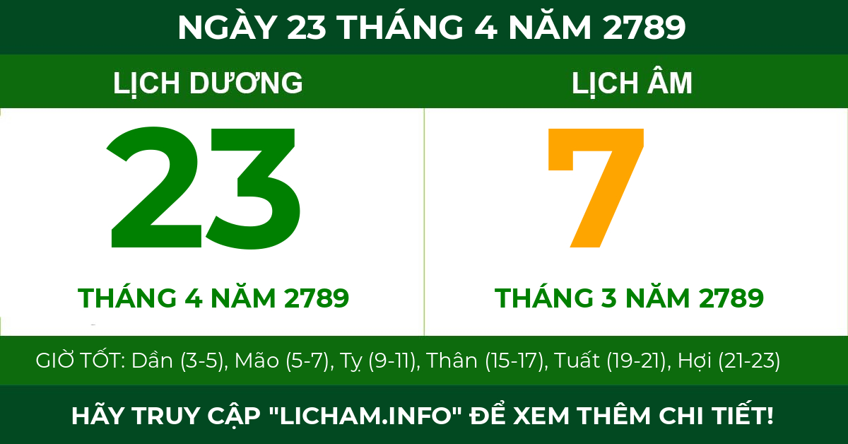 lịch âm ngày 23 tháng 4 năm 2789