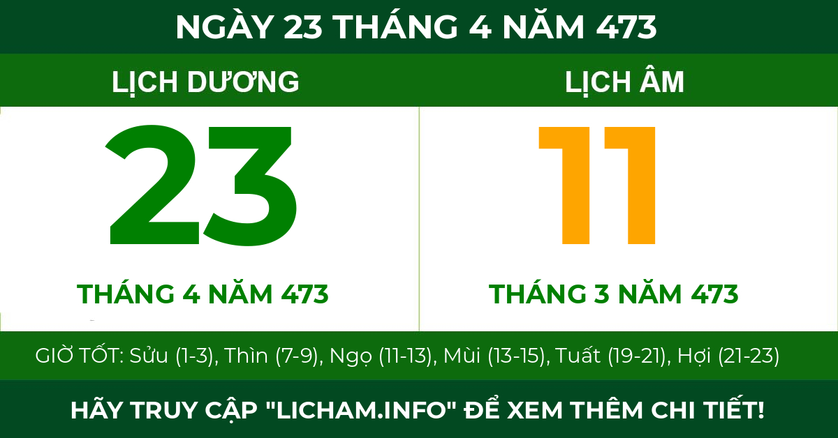 lịch âm ngày 23 tháng 4 năm 473