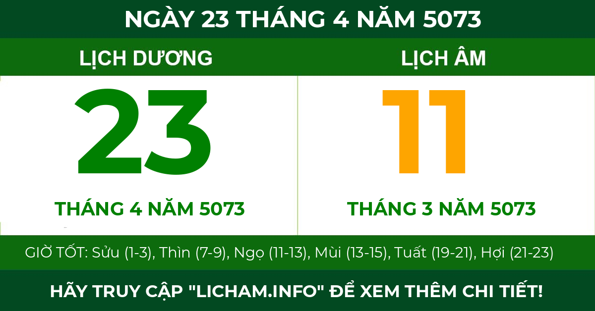 lịch âm ngày 23 tháng 4 năm 5073