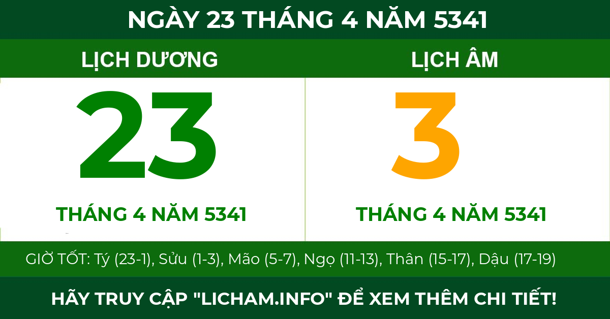lịch âm ngày 23 tháng 4 năm 5341
