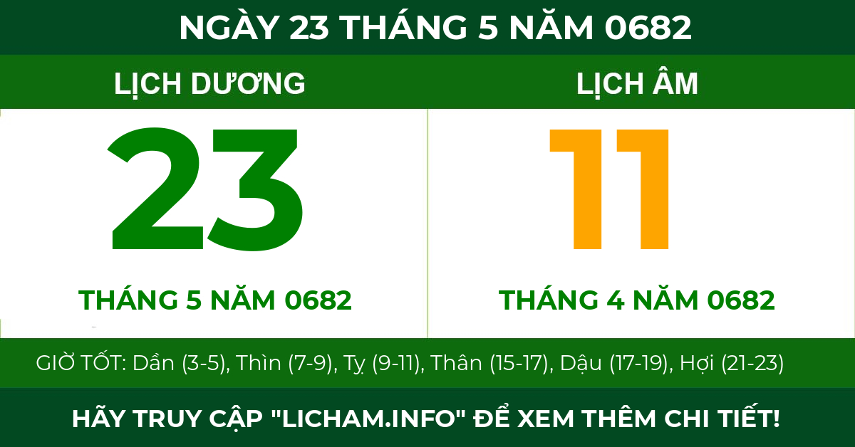 lịch âm ngày 23 tháng 5 năm 0682
