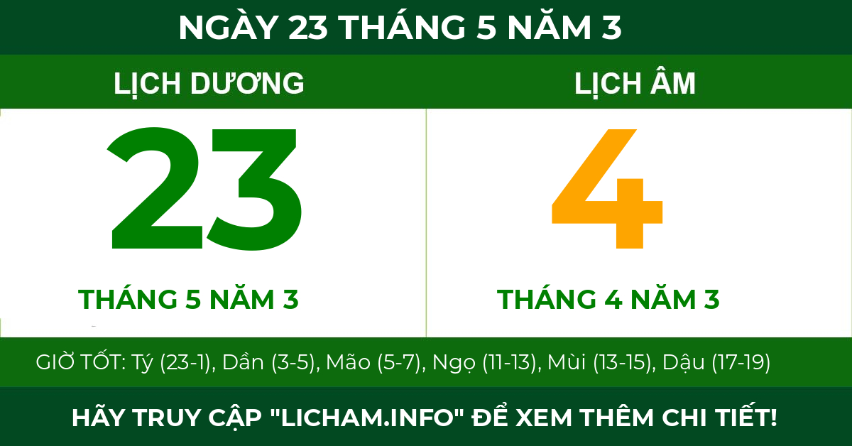 lịch âm ngày 23 tháng 5 năm 3