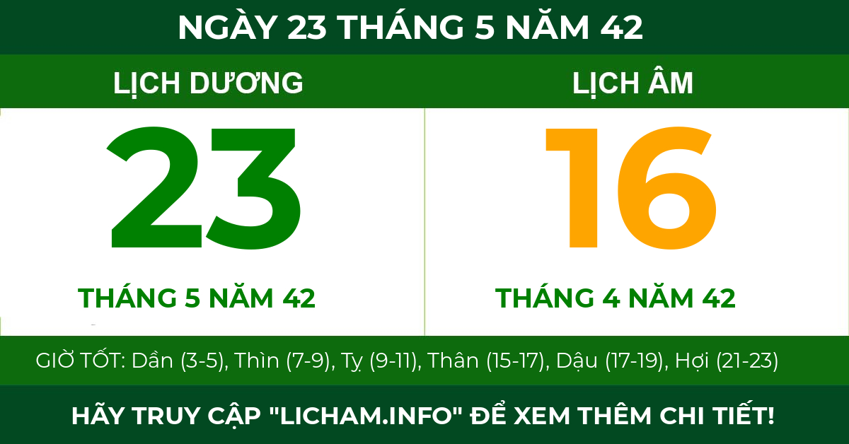 lịch âm ngày 23 tháng 5 năm 42