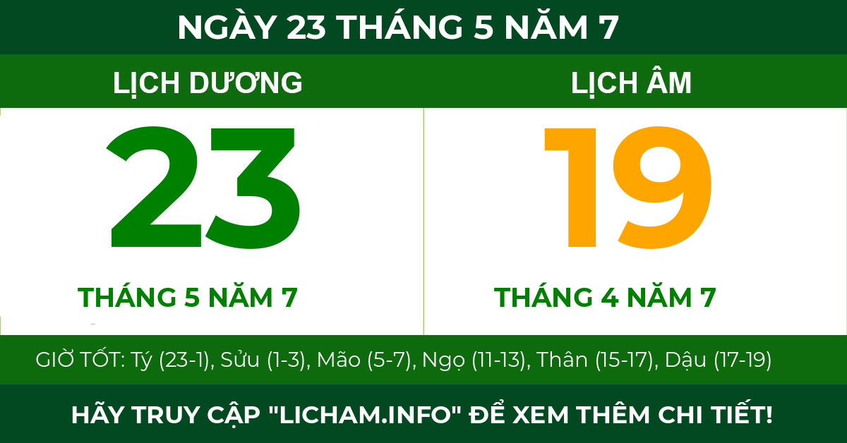 lịch âm ngày 23 tháng 5 năm 7