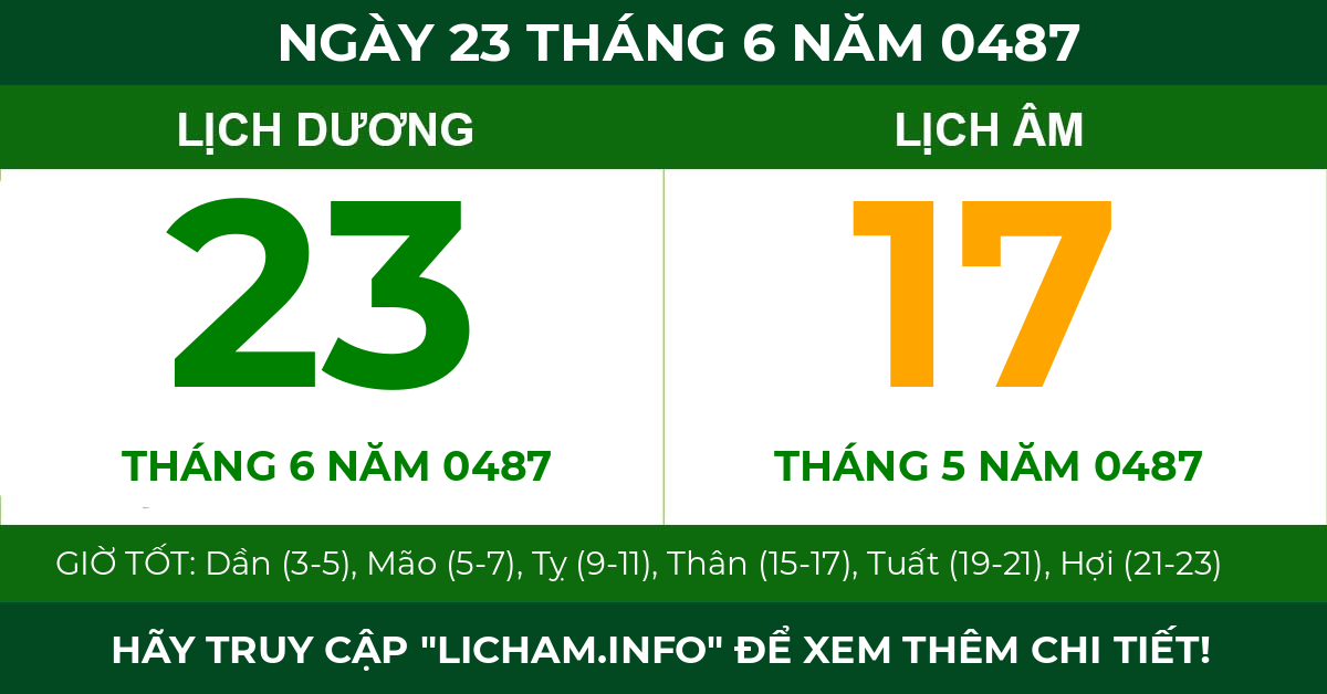 lịch âm ngày 23 tháng 6 năm 0487