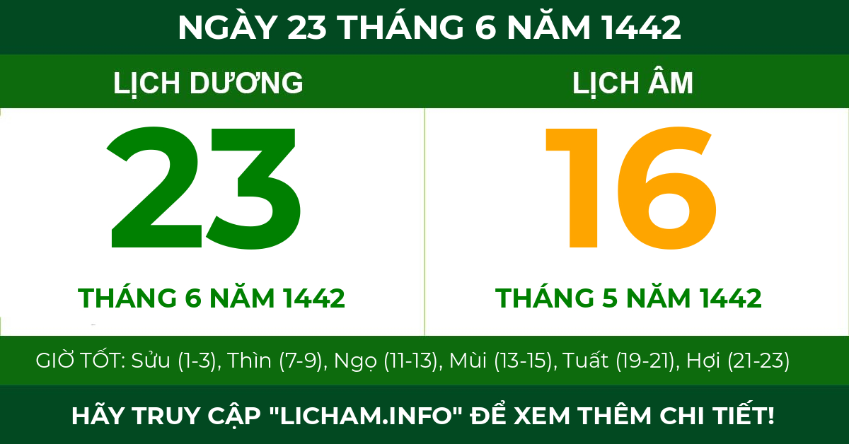 lịch âm ngày 23 tháng 6 năm 1442
