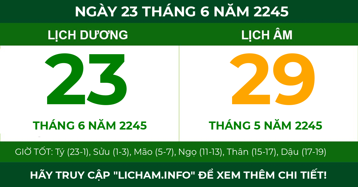 lịch âm ngày 23 tháng 6 năm 2245