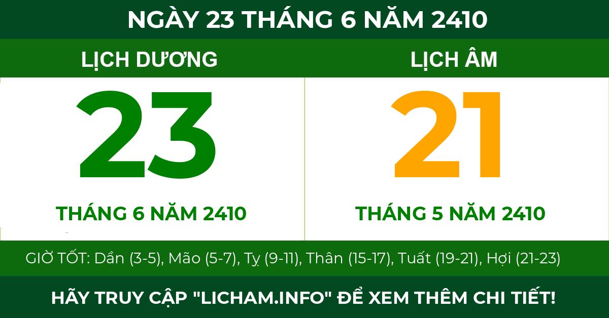 lịch âm ngày 23 tháng 6 năm 2410