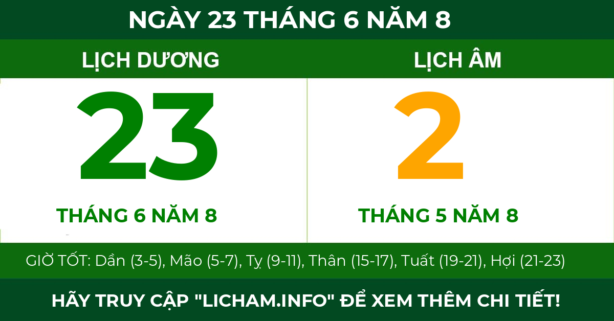 lịch âm ngày 23 tháng 6 năm 8
