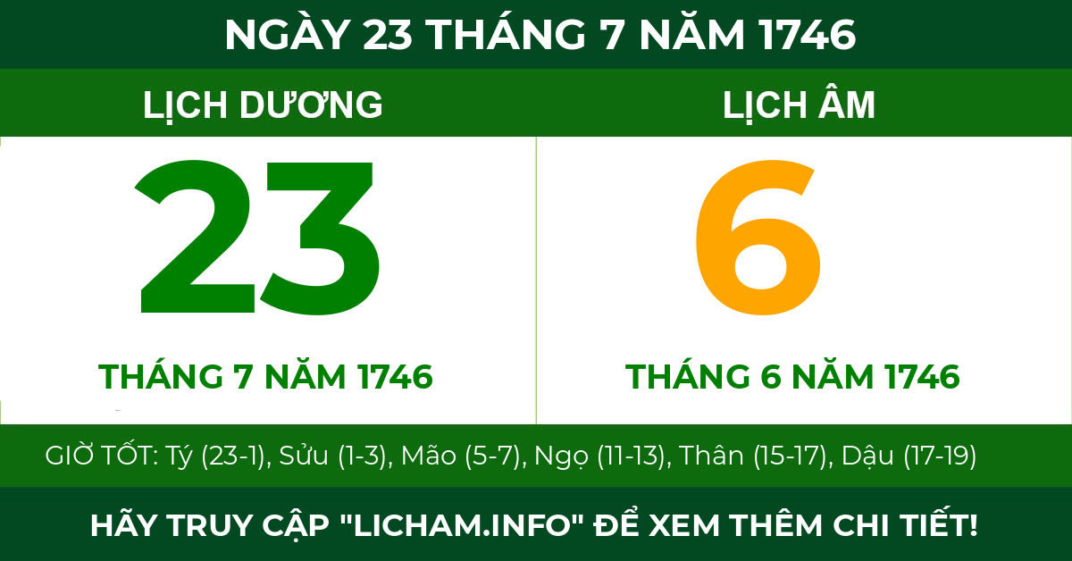 lịch âm ngày 23 tháng 7 năm 1746