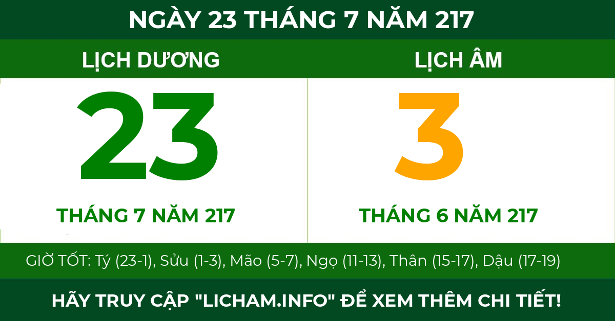 lịch âm ngày 23 tháng 7 năm 217