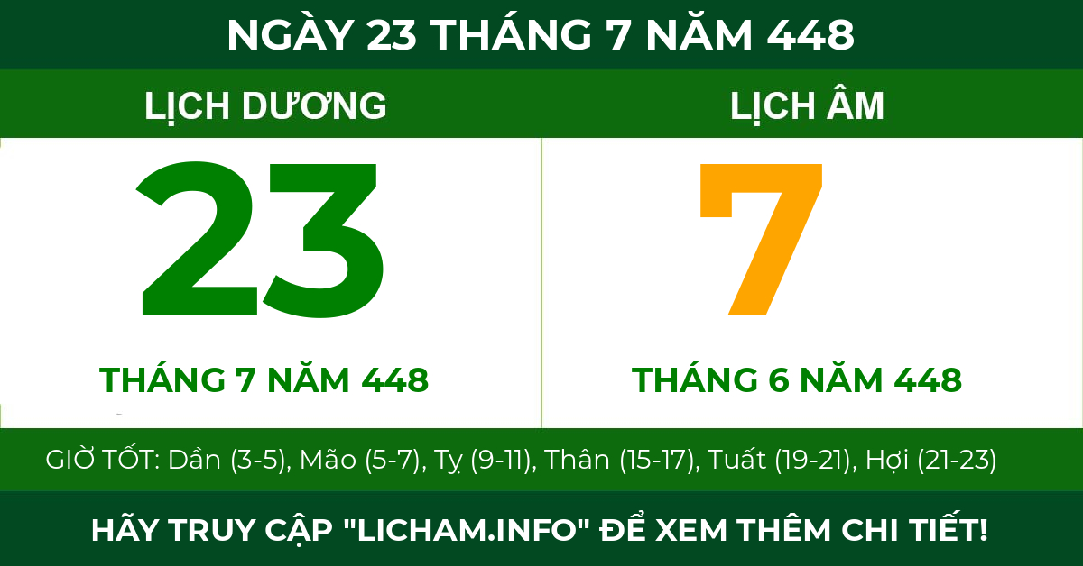 lịch âm ngày 23 tháng 7 năm 448