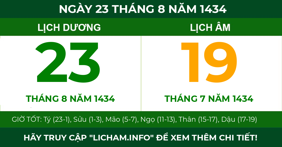 lịch âm ngày 23 tháng 8 năm 1434
