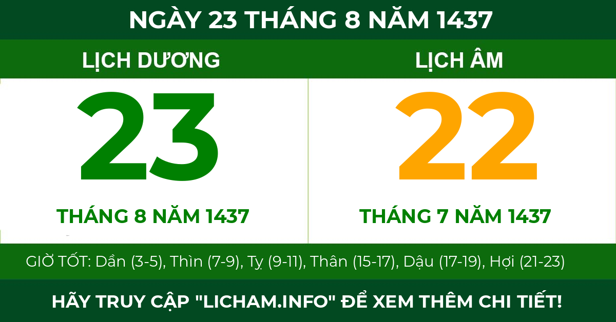 lịch âm ngày 23 tháng 8 năm 1437