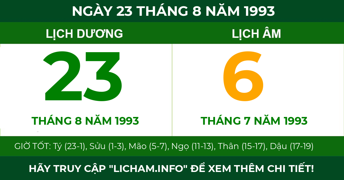 lịch âm ngày 23 tháng 8 năm 1993