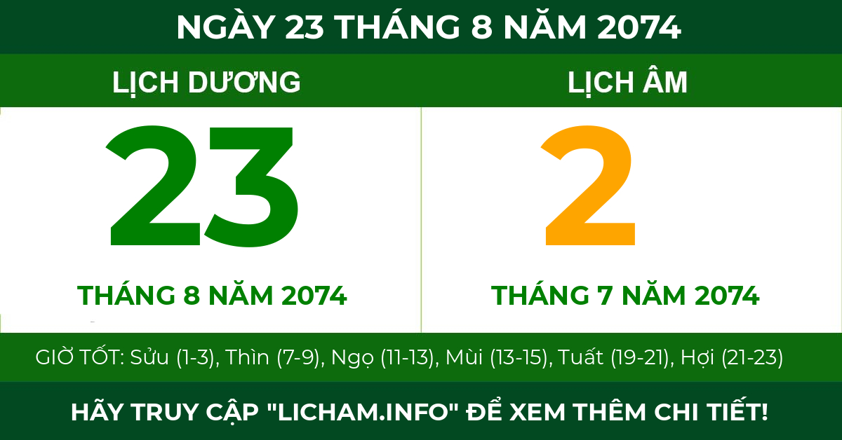 lịch âm ngày 23 tháng 8 năm 2074