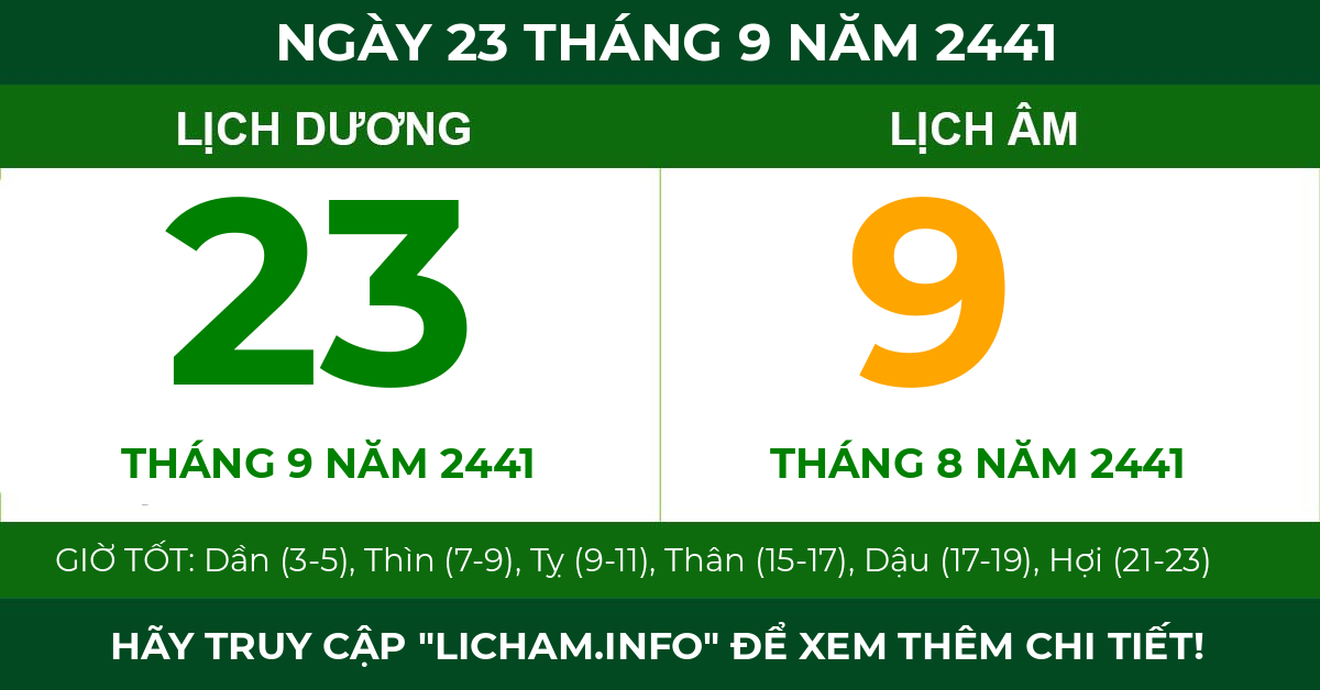 lịch âm ngày 23 tháng 9 năm 2441