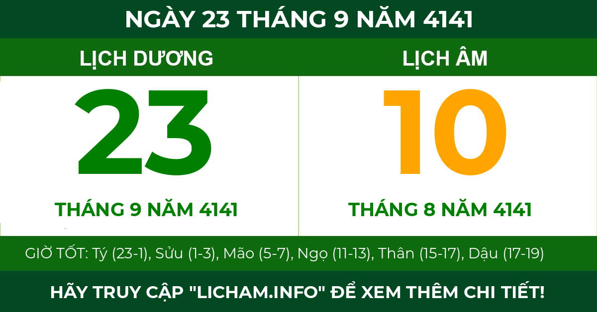 lịch âm ngày 23 tháng 9 năm 4141