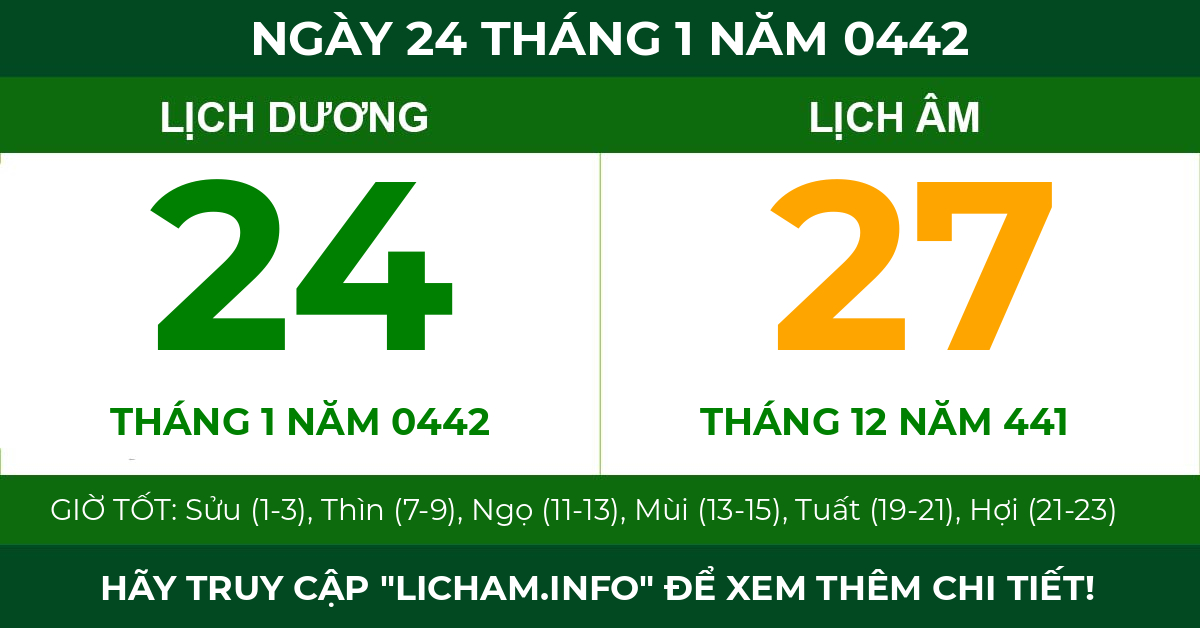 lịch âm ngày 24 tháng 1 năm 0442