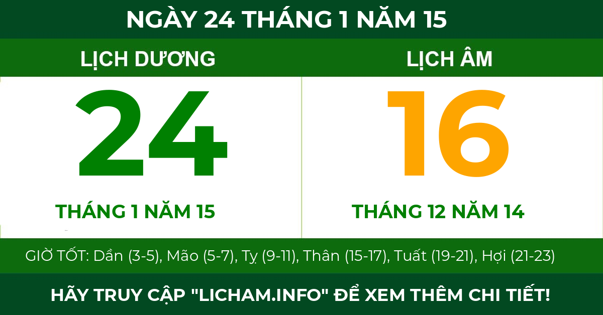 lịch âm ngày 24 tháng 1 năm 15