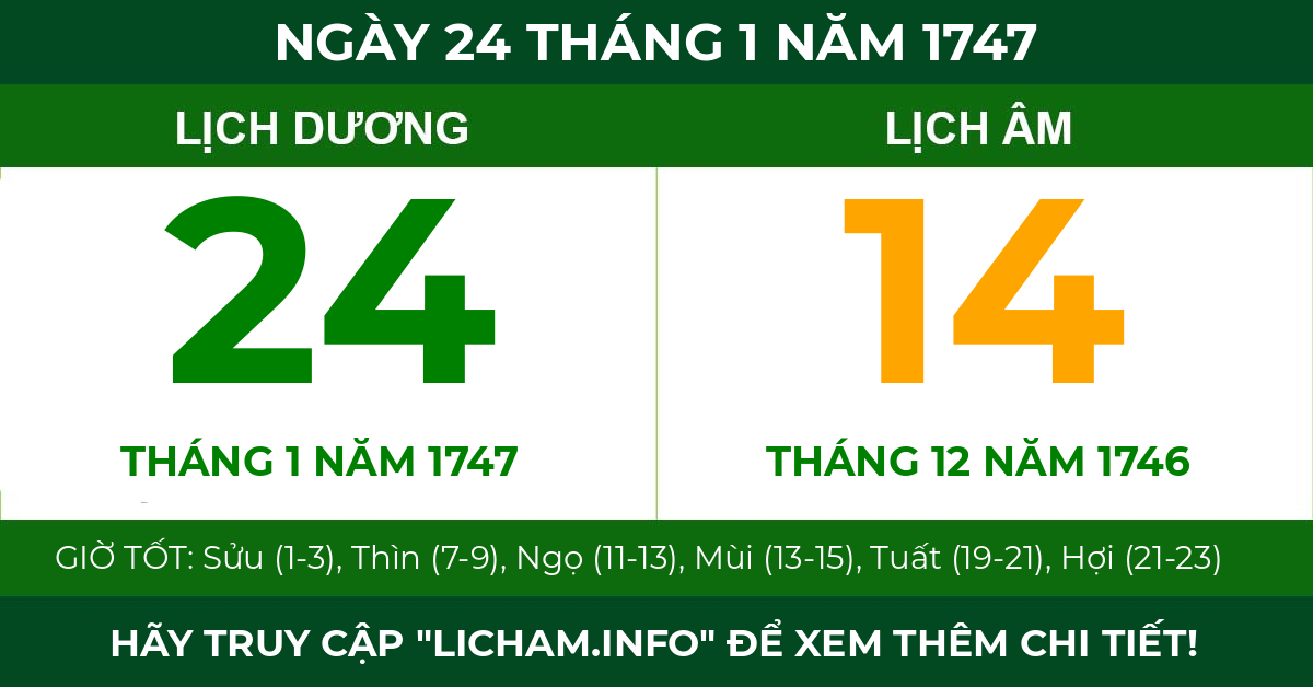 lịch âm ngày 24 tháng 1 năm 1747