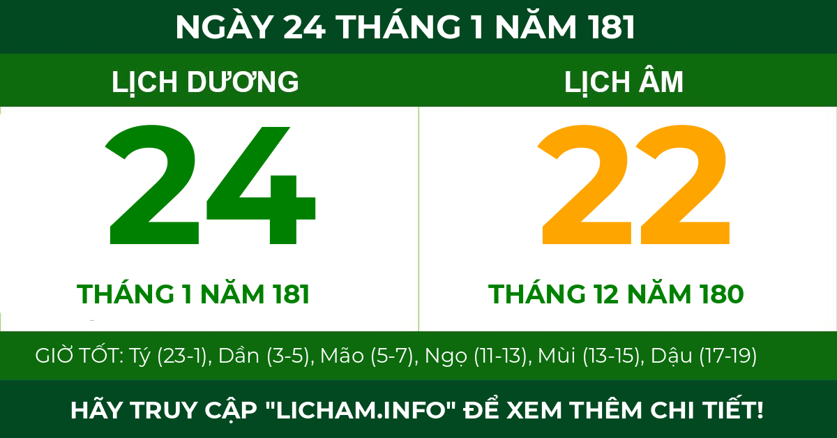 lịch âm ngày 24 tháng 1 năm 181