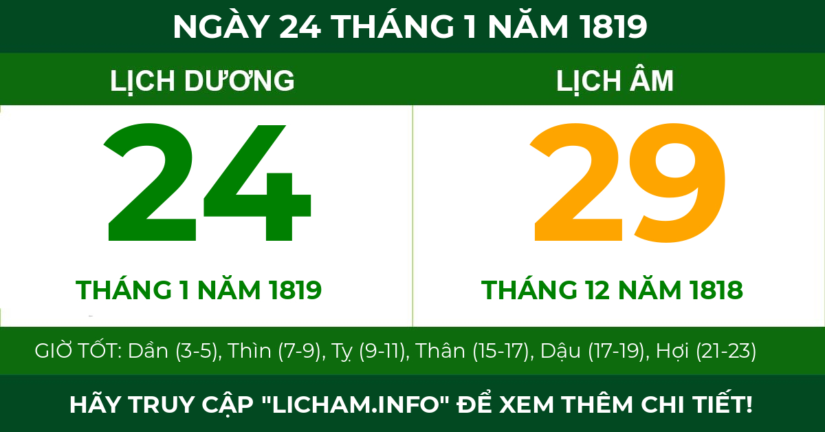 lịch âm ngày 24 tháng 1 năm 1819