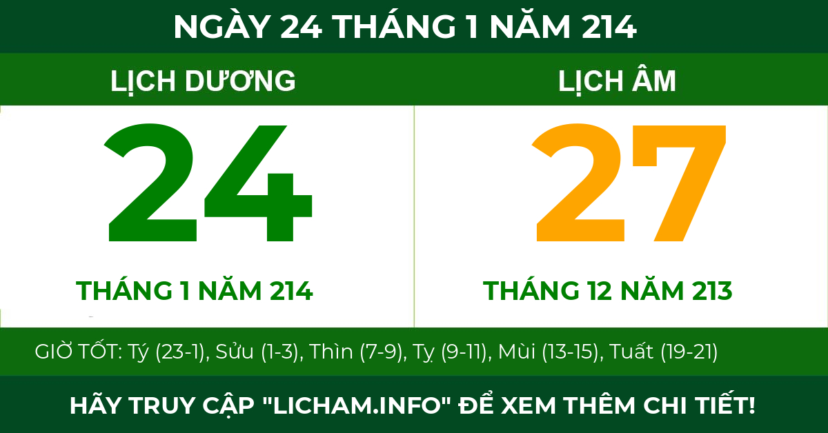 lịch âm ngày 24 tháng 1 năm 214