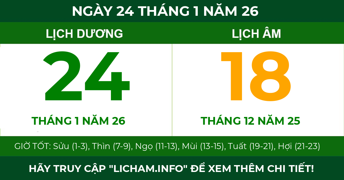 lịch âm ngày 24 tháng 1 năm 26
