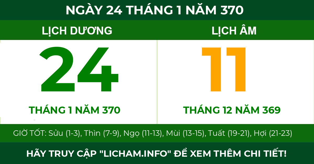 lịch âm ngày 24 tháng 1 năm 370