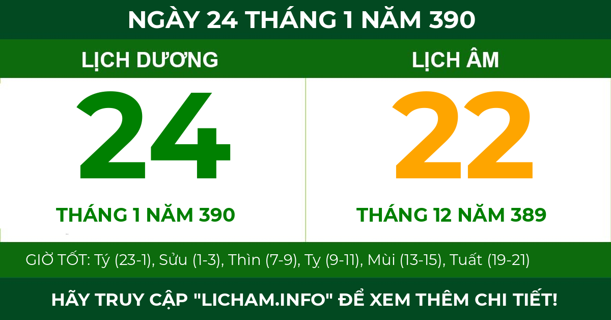 lịch âm ngày 24 tháng 1 năm 390