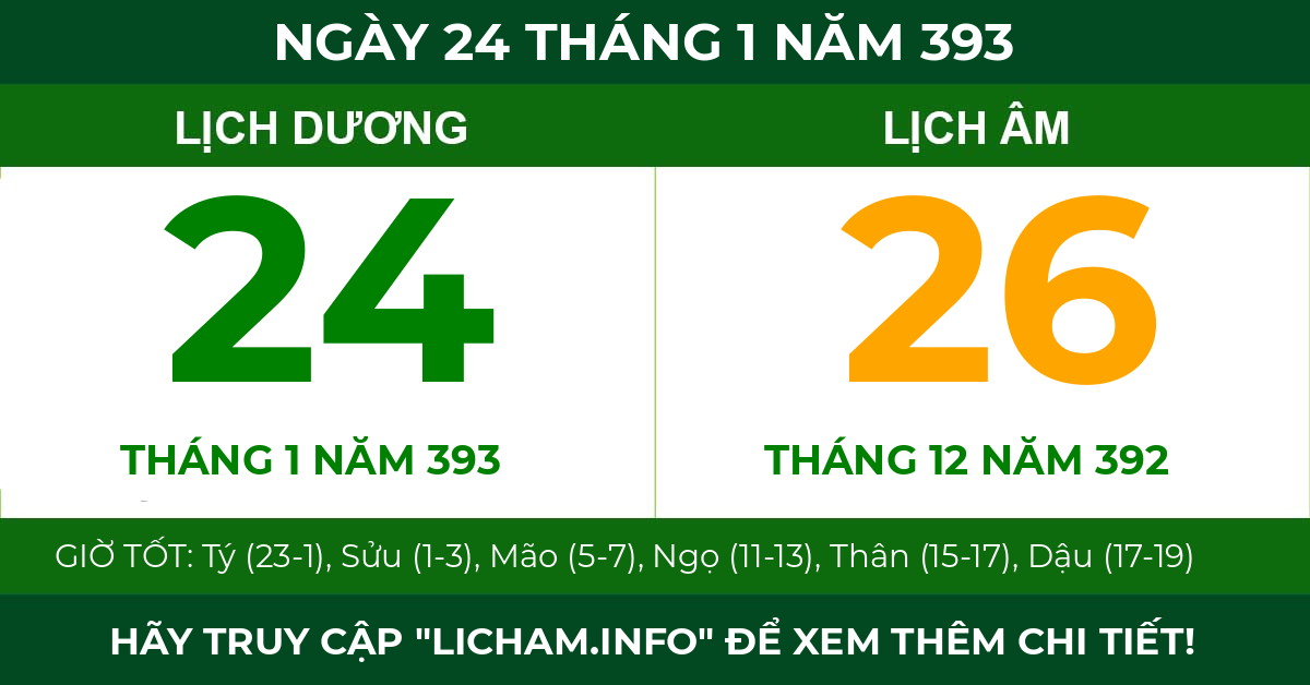 lịch âm ngày 24 tháng 1 năm 393