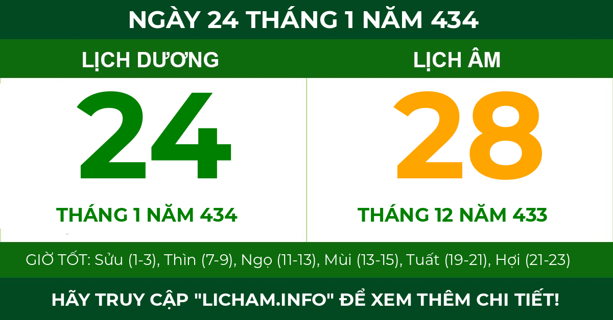 lịch âm ngày 24 tháng 1 năm 434