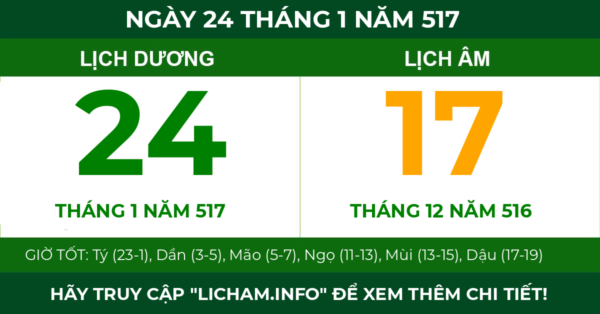 lịch âm ngày 24 tháng 1 năm 517
